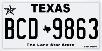 TX license plate BCD9863