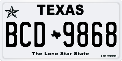 TX license plate BCD9868