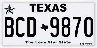 TX license plate BCD9870