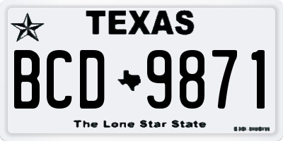 TX license plate BCD9871