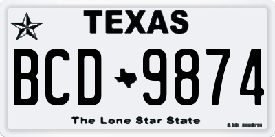 TX license plate BCD9874
