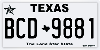 TX license plate BCD9881