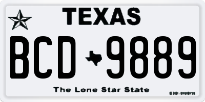 TX license plate BCD9889