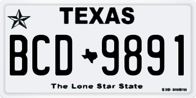 TX license plate BCD9891