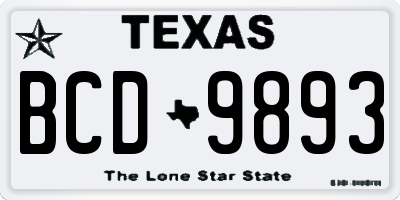 TX license plate BCD9893