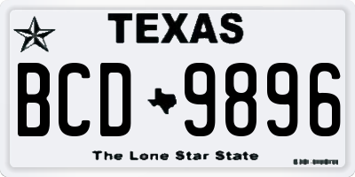 TX license plate BCD9896