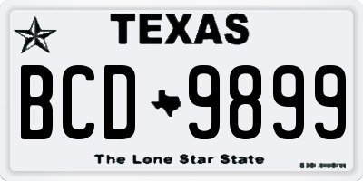 TX license plate BCD9899