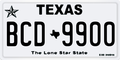 TX license plate BCD9900