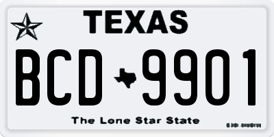 TX license plate BCD9901
