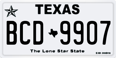 TX license plate BCD9907