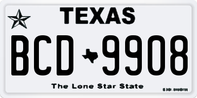 TX license plate BCD9908