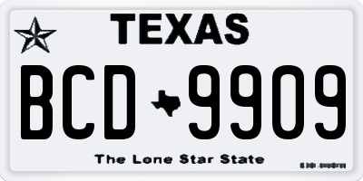 TX license plate BCD9909