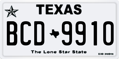 TX license plate BCD9910