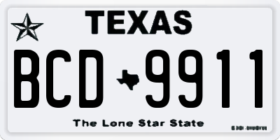TX license plate BCD9911