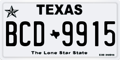 TX license plate BCD9915