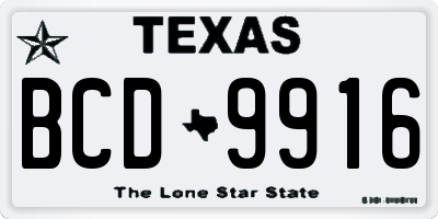 TX license plate BCD9916