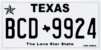 TX license plate BCD9924