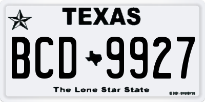 TX license plate BCD9927