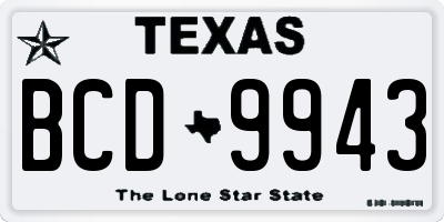TX license plate BCD9943