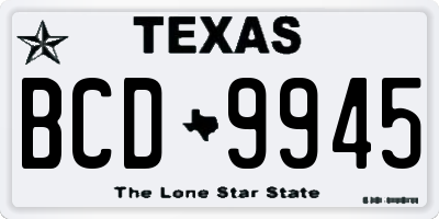 TX license plate BCD9945