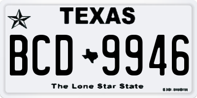 TX license plate BCD9946