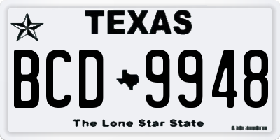 TX license plate BCD9948