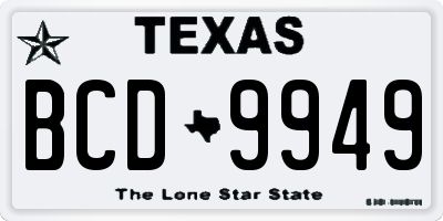 TX license plate BCD9949