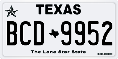 TX license plate BCD9952