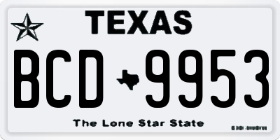 TX license plate BCD9953
