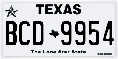 TX license plate BCD9954