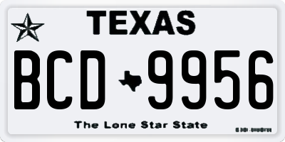 TX license plate BCD9956