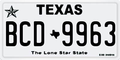 TX license plate BCD9963