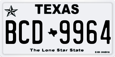 TX license plate BCD9964