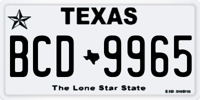 TX license plate BCD9965