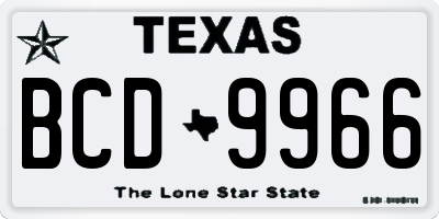 TX license plate BCD9966