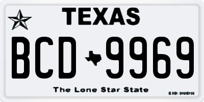 TX license plate BCD9969