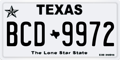 TX license plate BCD9972