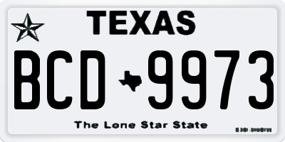 TX license plate BCD9973
