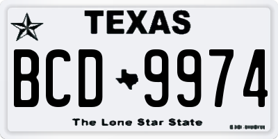 TX license plate BCD9974