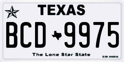 TX license plate BCD9975