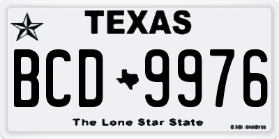TX license plate BCD9976