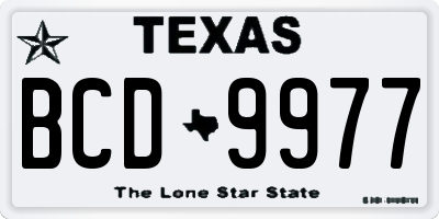 TX license plate BCD9977