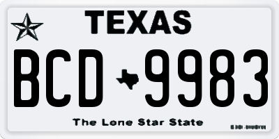 TX license plate BCD9983