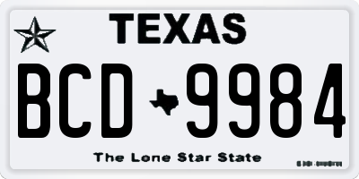 TX license plate BCD9984