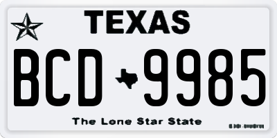 TX license plate BCD9985