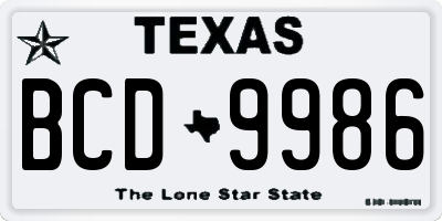 TX license plate BCD9986
