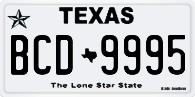 TX license plate BCD9995