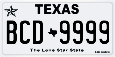 TX license plate BCD9999