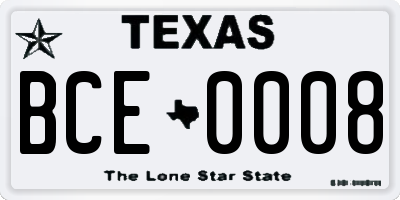 TX license plate BCE0008