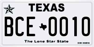 TX license plate BCE0010